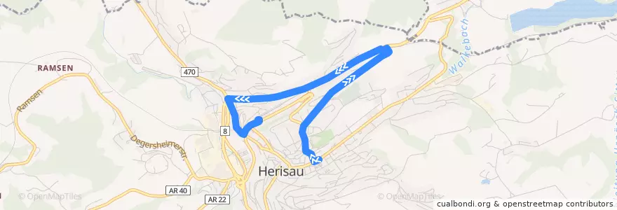 Mapa del recorrido Bus 173: Herisau, Spital/Migros => Bahnhof de la línea  en Herisau.