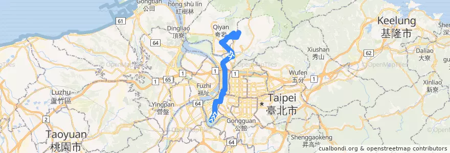 Mapa del recorrido 臺北市 重慶幹線 天母-東園 (返程) de la línea  en تایپه.