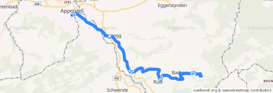Mapa del recorrido Publicar Appenzell 193, Appenzell => Schwarzenegg de la línea  en Rüte.