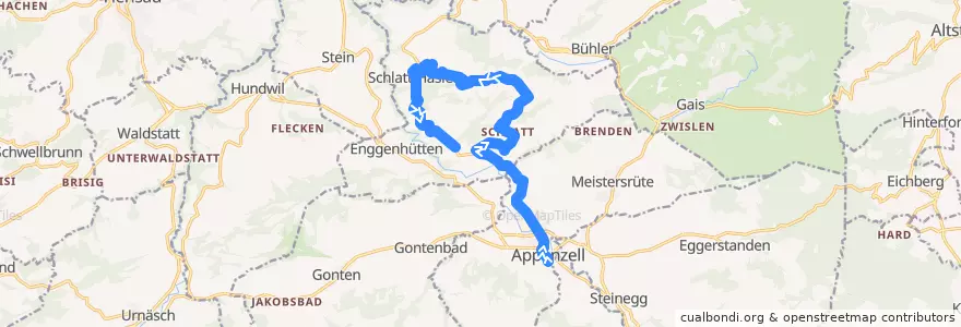 Mapa del recorrido Publicar Appenzell 193, Appenzell => Schlatt de la línea  en Appenzell Rhodes-Intérieures.