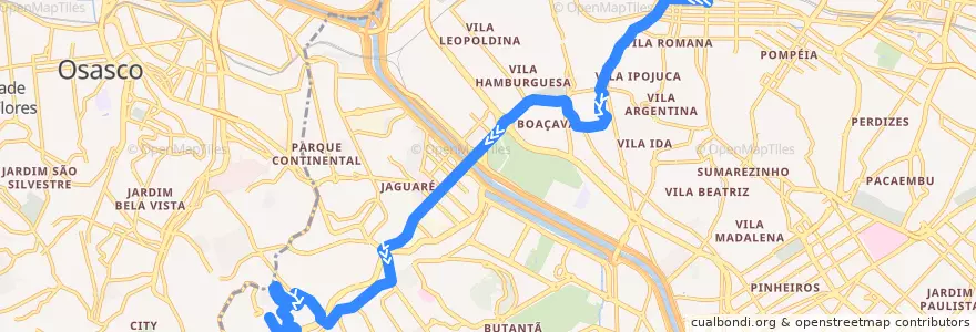 Mapa del recorrido 748A-42: Lapa -> Vila Dalva de la línea  en San Pablo.