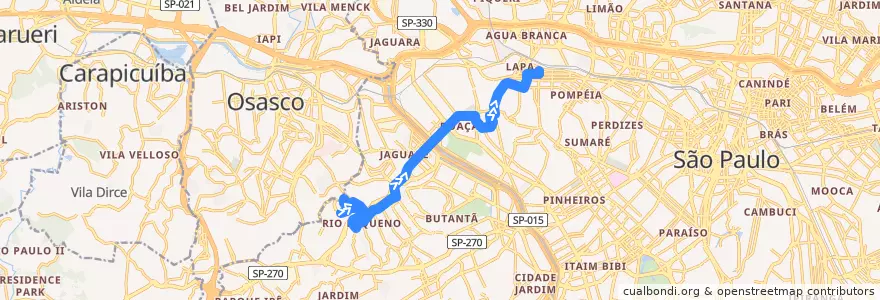 Mapa del recorrido 748A-42: Vila Dalva -> Lapa de la línea  en São Paulo.