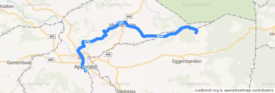 Mapa del recorrido Publicar Appenzell 193, Appenzell - Lehn - Hoher Hirschberg de la línea  en Appenzell.