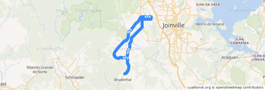 Mapa del recorrido Circular Oeste de la línea  en Joinville.