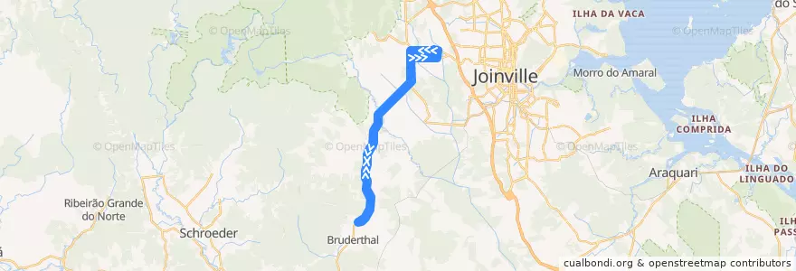 Mapa del recorrido Estrada do Sul de la línea  en Joinville.