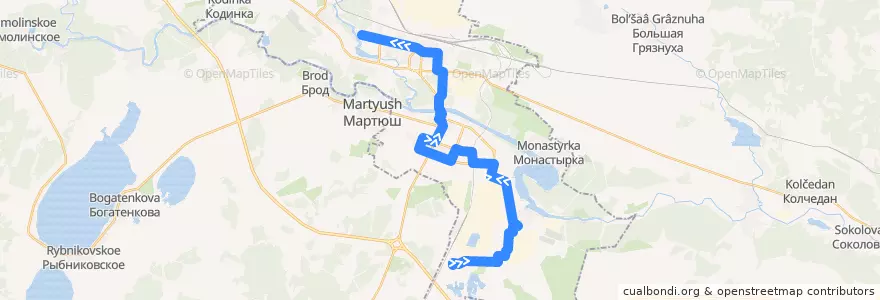 Mapa del recorrido Автобус 4: п. Силикатный – Городская больница №7 de la línea  en دائرة المدينة كامينسك-أورالسكي.