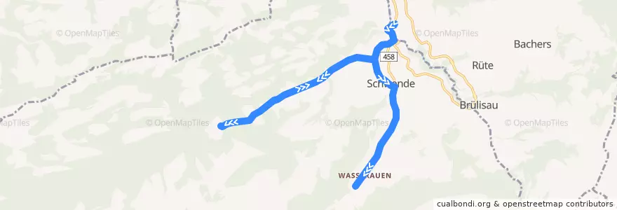 Mapa del recorrido Publicar Appenzell 193, Weissbad - Lehmen - Wasserauen de la línea  en Schwende.