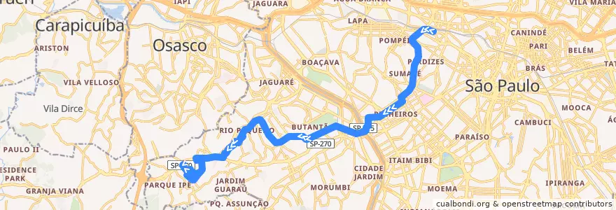 Mapa del recorrido 778J-10 Jardim Arpoador de la línea  en São Paulo.