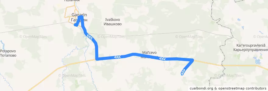 Mapa del recorrido Автобус №116: Величково - Гагарин de la línea  en Никольское сельское поселение.
