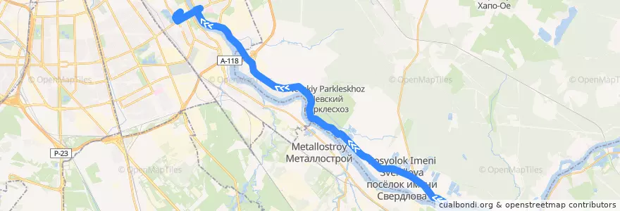 Mapa del recorrido Автобус № 476: посёлок имени Свердлова => станция метро "Ломоносовская" de la línea  en レニングラード州.