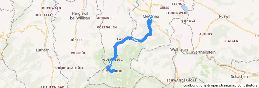 Mapa del recorrido Bus 261: Menznau, Post -> Menzberg, Dorfplatz de la línea  en Luzern.