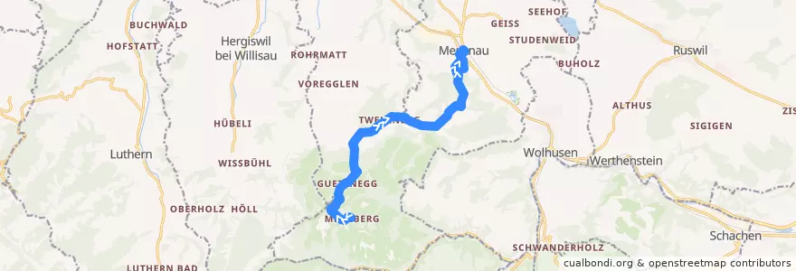 Mapa del recorrido Bus 261: Menzberg, Dorfplatz -> Menznau, Post de la línea  en Luzern.