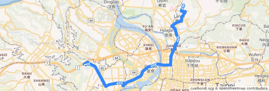 Mapa del recorrido 臺北市 616 泰山-天母 (返程) de la línea  en Новый Тайбэй.