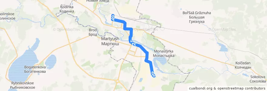 Mapa del recorrido Автобус 11: п. Чкалова – Московская de la línea  en городской округ Каменск-Уральский.