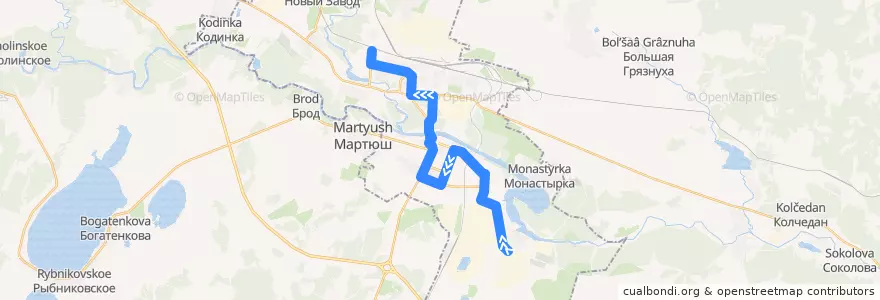 Mapa del recorrido Автобус 5: п. Чкалова – Московская de la línea  en городской округ Каменск-Уральский.