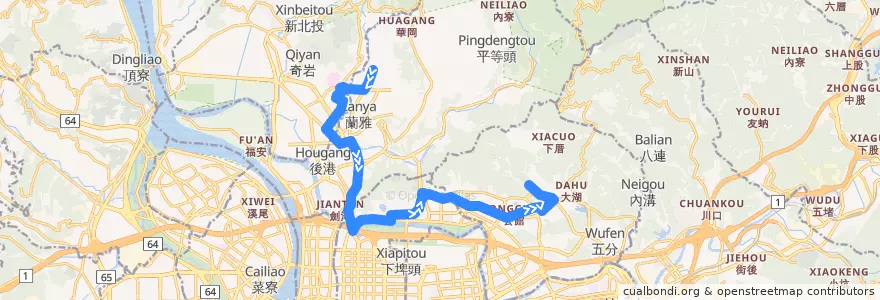 Mapa del recorrido 臺北市 267 金龍寺-天母 (返程) de la línea  en Taipei.