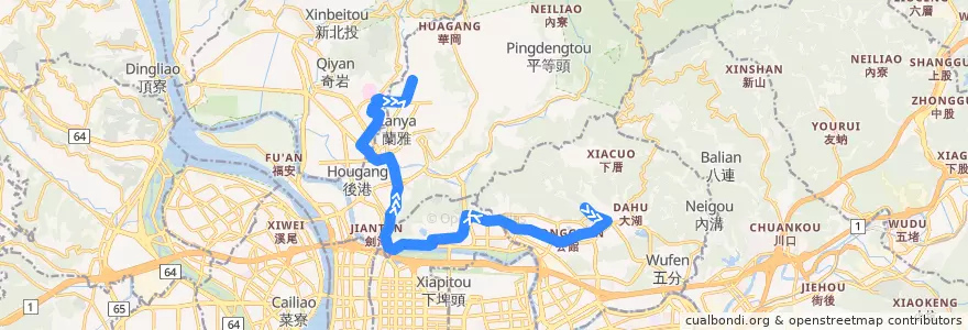 Mapa del recorrido 臺北市 267 金龍寺-天母 (往程) de la línea  en Taipeh.