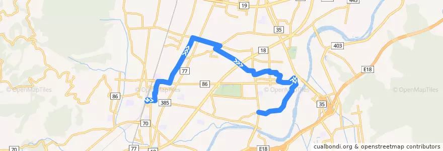 Mapa del recorrido 篠ノ井ぐるりん号 de la línea  en 長野市.