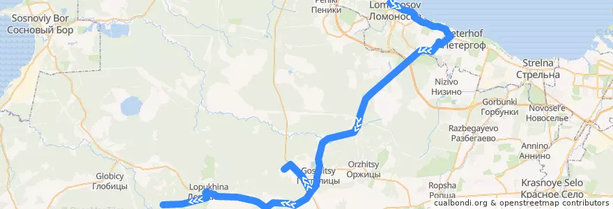 Mapa del recorrido Автобус № 684: Ломоносов,вокзал => 5-й километр de la línea  en Ленинградская область.