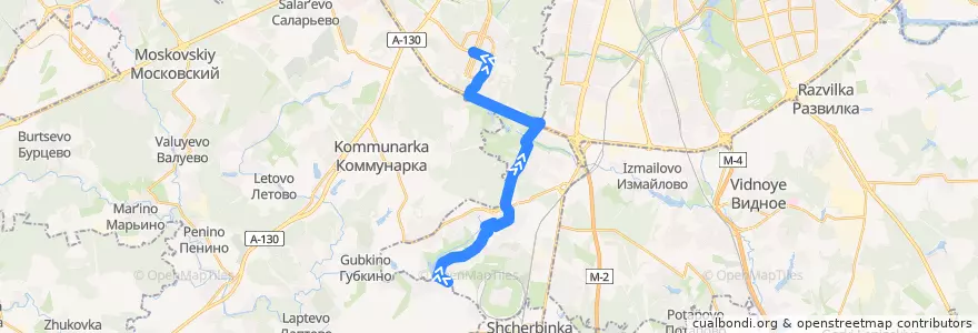 Mapa del recorrido Автобус 202: Остафьевская улица - метро "Ясенево" de la línea  en Юго-Западный административный округ.