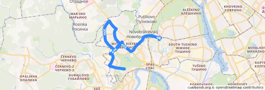 Mapa del recorrido Автобус № С3: Братцево - улица Рословка de la línea  en район Митино.