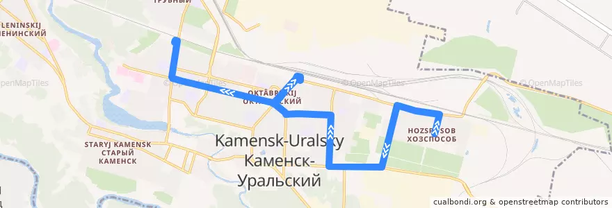 Mapa del recorrido Автобус 7: Хозспособ – Московская de la línea  en городской округ Каменск-Уральский.