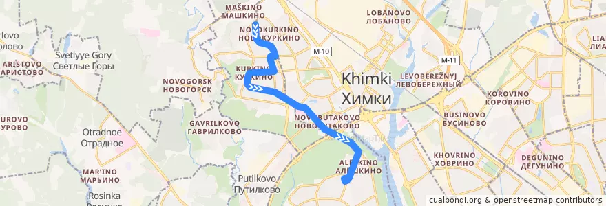 Mapa del recorrido Автобус №268: 12-й микрорайон Куркина - метро "Планерная" de la línea  en Москва.
