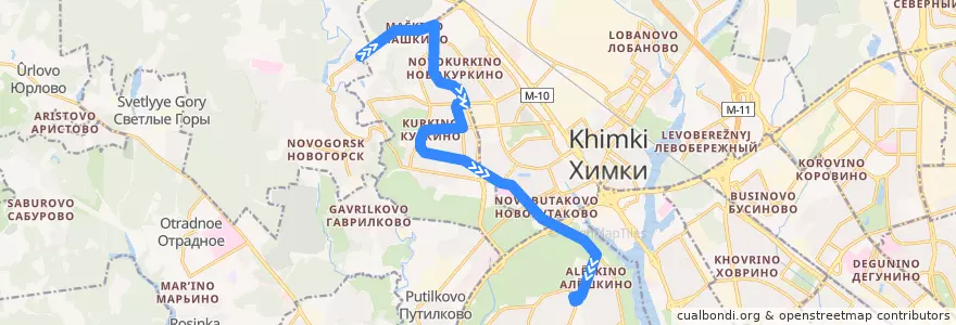 Mapa del recorrido Автобус №268К: Городок ЮРМА - метро "Планерная" de la línea  en Москва.