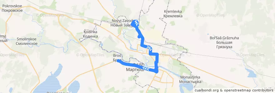 Mapa del recorrido Автобус 3: п. Мирный – д. Брод de la línea  en Kamensky District.