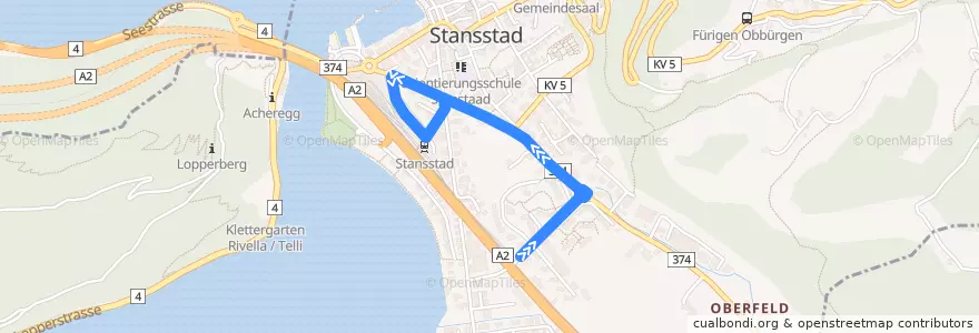 Mapa del recorrido Bus 323; Stans Büren de la línea  en Stansstad.