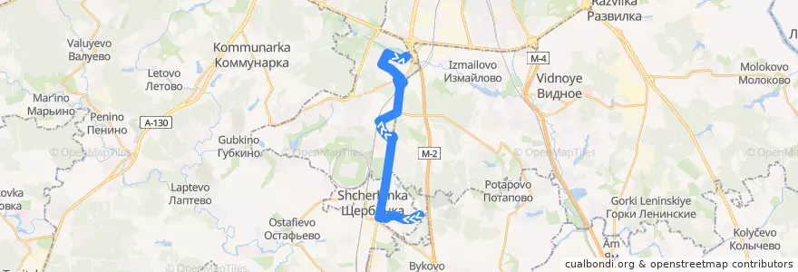 Mapa del recorrido Автобус №737: 4-й микрорайон Щербинки - 5-й микрорайон Северного Бутова de la línea  en Юго-Западный административный округ.