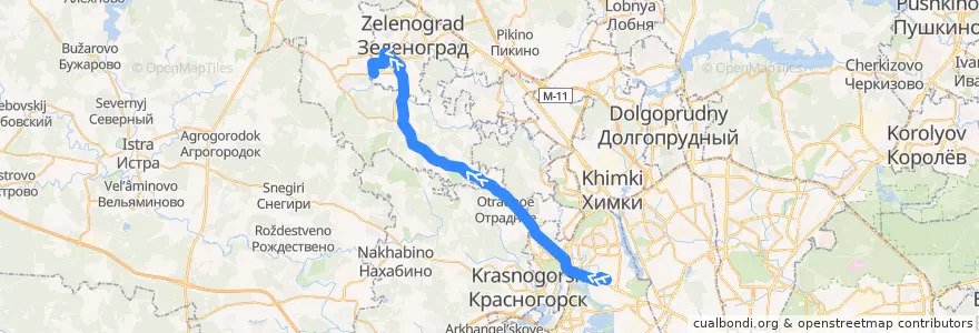 Mapa del recorrido Автобус 460м "м. Тушинская - Крюково - 16 микрорайон" de la línea  en Центральный федеральный округ.