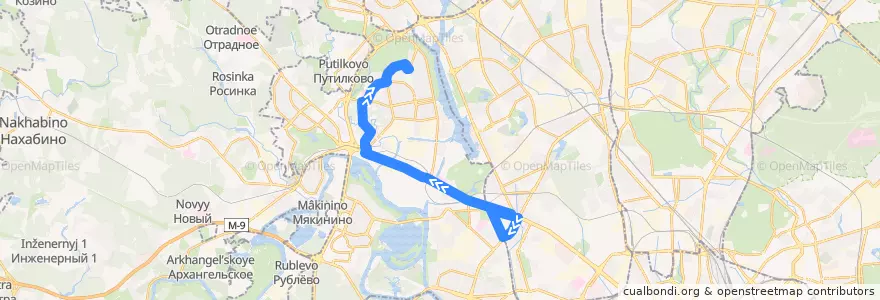 Mapa del recorrido Автобус №88: метро "Сокол" - метро "Планерная" de la línea  en Moscow.