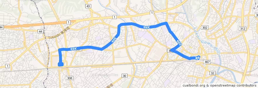Mapa del recorrido 藤沢09系統 de la línea  en 藤沢市.