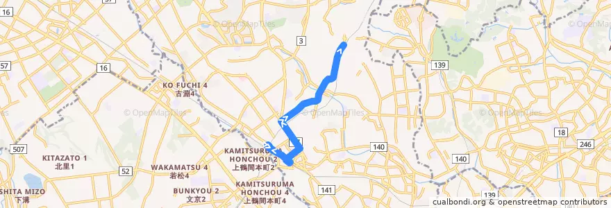Mapa del recorrido 町田03系統 de la línea  en 町田市.