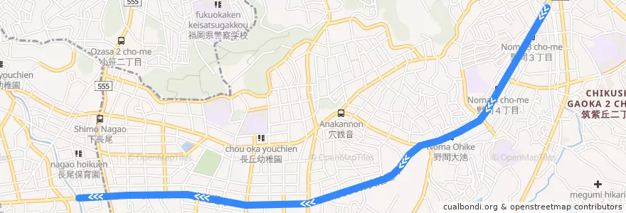 Mapa del recorrido 西鉄バス64番 de la línea  en 福岡市.