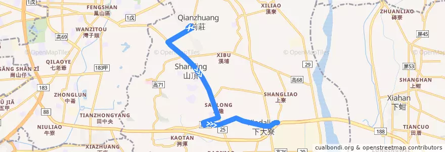 Mapa del recorrido 橘20B(往程) de la línea  en 大寮區.