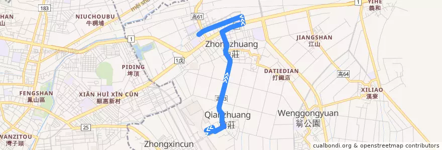 Mapa del recorrido 橘20E(往程) de la línea  en 大寮區.