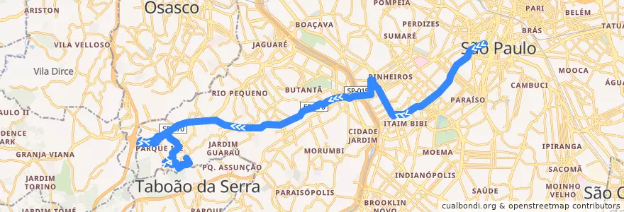 Mapa del recorrido 8610-10 Jardim Paulo VI de la línea  en São Paulo.