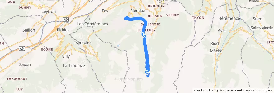 Mapa del recorrido Télécabine - Siviez de la línea  en Nendaz.