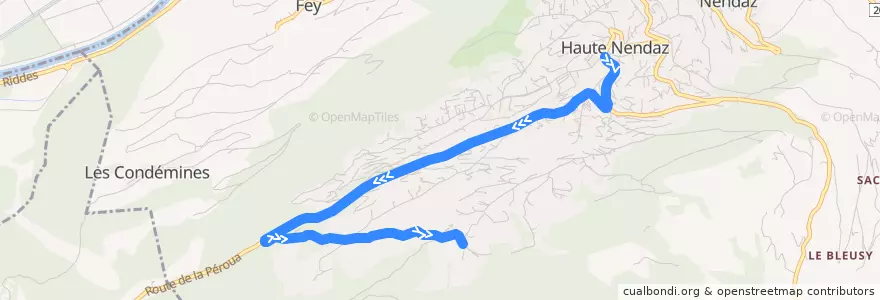 Mapa del recorrido Nendaz Tourisme - Pracondou de la línea  en Nendaz.
