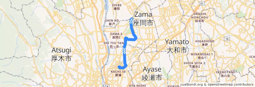 Mapa del recorrido 海10 立野台・座間駅経由 海老名駅東口行 de la línea  en 神奈川県.