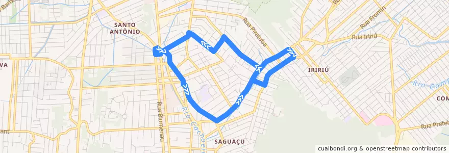 Mapa del recorrido Norte/Iririú - Linha Direta de la línea  en Joinville.