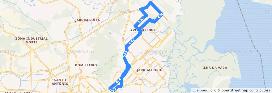 Mapa del recorrido Emílio Landmann de la línea  en Joinville.