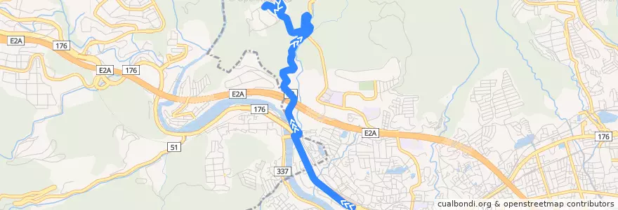 Mapa del recorrido 30: 宝塚→長尾山霊園 de la línea  en 兵庫県.