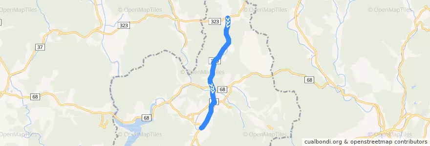 Mapa del recorrido 8: 上佐曽利→西谷支所前 de la línea  en 宝塚市.