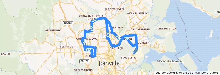 Mapa del recorrido Costa e Silva/Tupy de la línea  en Joinville.