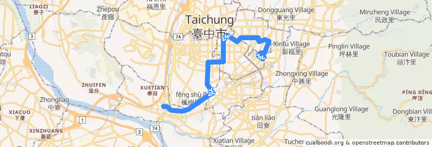 Mapa del recorrido 159 高鐵臺中站-臺中公園(返程) de la línea  en Taichung.