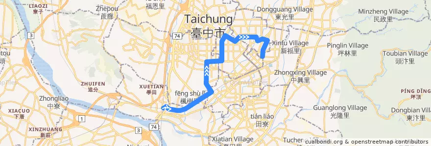 Mapa del recorrido 159 高鐵臺中站-臺中公園(往程) de la línea  en Taichung.