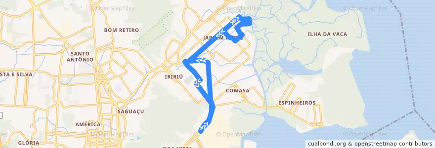 Mapa del recorrido Dom Gregório Warmeling de la línea  en Joinville.